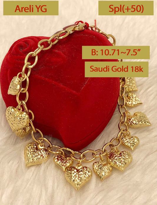 12 heart charm bracelets 18 carat gold