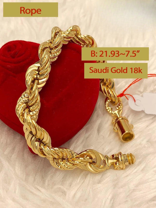 Solid 18 carat rope chain bracelet